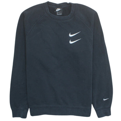 Nike Men's Black Large Crew Neck Cotton Sweatshirt with Logo