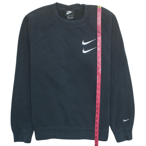 Nike Men's Black Large Crew Neck Cotton Sweatshirt with Logo