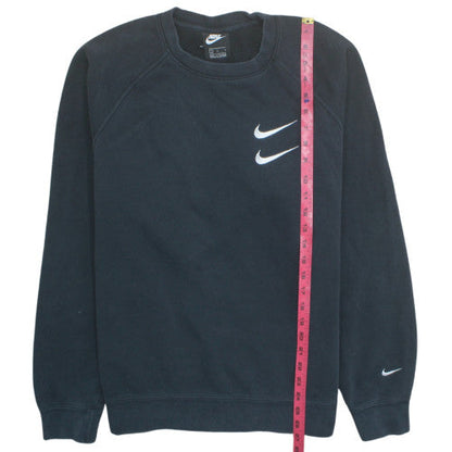 Nike Men's Black Large Crew Neck Cotton Sweatshirt with Logo