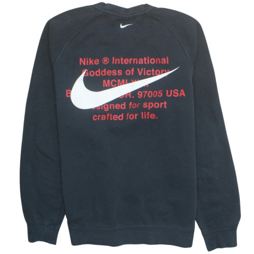 Nike Men's Black Large Crew Neck Cotton Sweatshirt with Logo