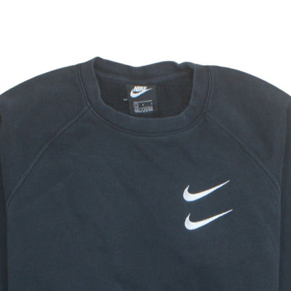 Nike Men's Black Large Crew Neck Cotton Sweatshirt with Logo