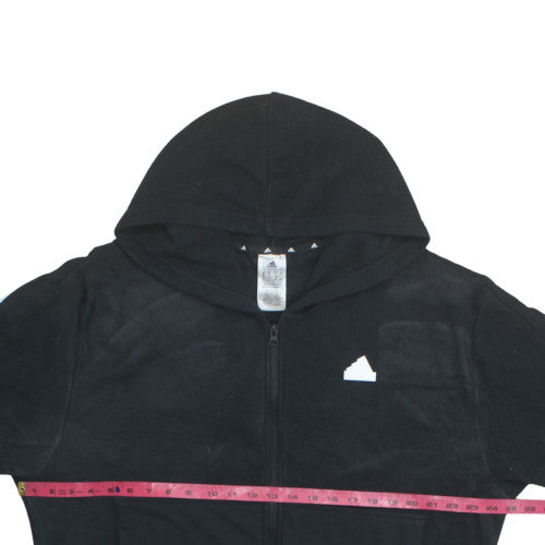 Adidas Mens Black L Fleece Full Zip Hooded Sports Jacket