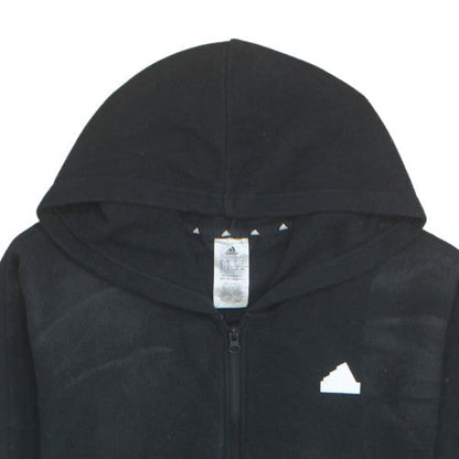 Adidas Mens Black L Fleece Full Zip Hooded Sports Jacket