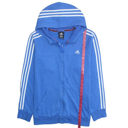 Adidas Mens Blue Full Zip Hoodie Size L Cotton Polyester Essentials