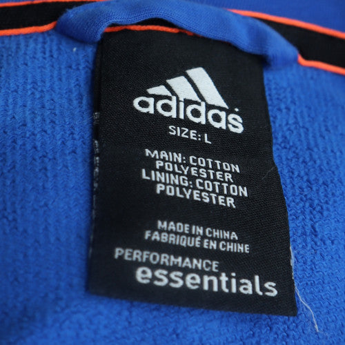 Adidas Mens Blue Full Zip Hoodie Size L Cotton Polyester Essentials