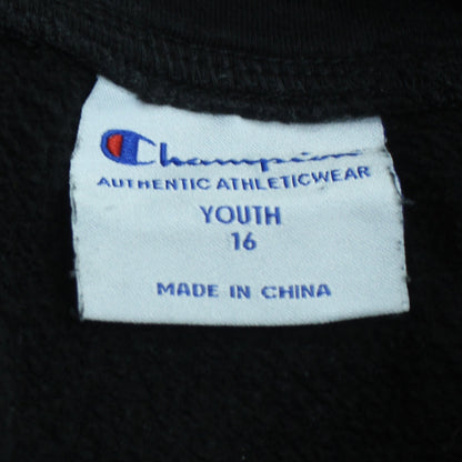 Champion Boys Black Pullover Hoodie Youth 16 Embroidered Logo Cotton Blend