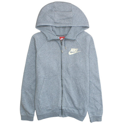Nike Women Grey Full Zip Hoodie Medium Fleece Logo Sweatshirt