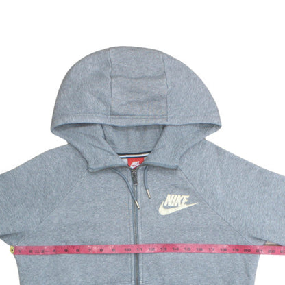 Nike Women Grey Full Zip Hoodie Medium Fleece Logo Sweatshirt