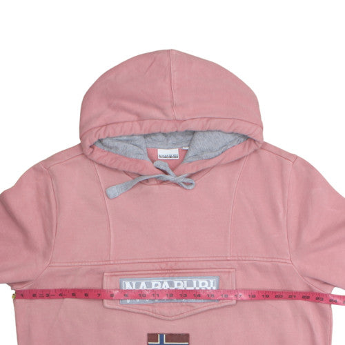 Napapijri Men’s Pink Pullover Hoodie 2XL Embroidered Logo Outdoor Style