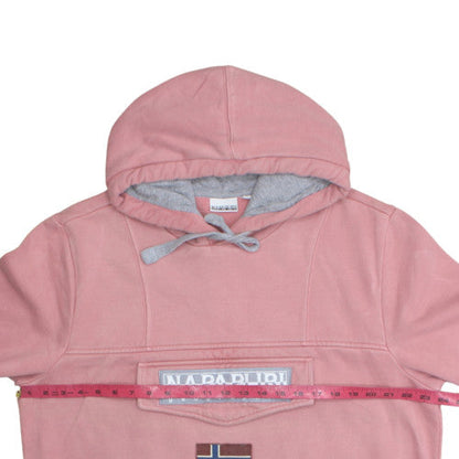 Napapijri Men’s Pink Pullover Hoodie 2XL Embroidered Logo Outdoor Style