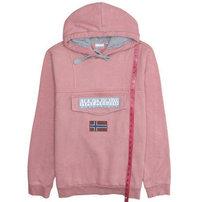 Napapijri Men’s Pink Pullover Hoodie 2XL Embroidered Logo Outdoor Style