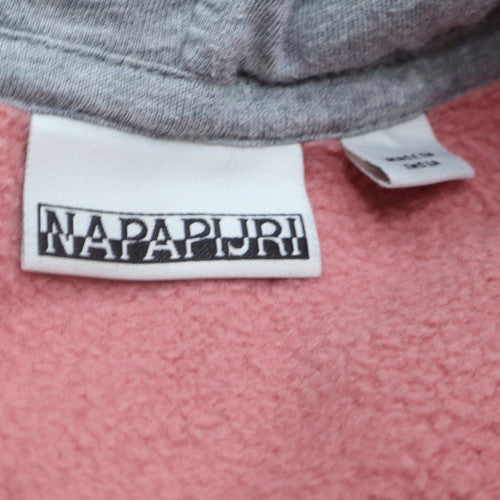 Napapijri Men’s Pink Pullover Hoodie 2XL Embroidered Logo Outdoor Style