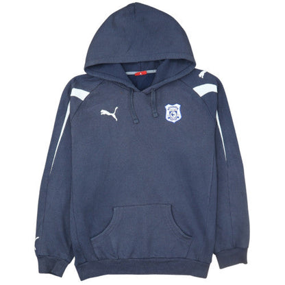 Puma Men's Blue Pullover Hoodie Size L Embroidered Sports Sweatshirt