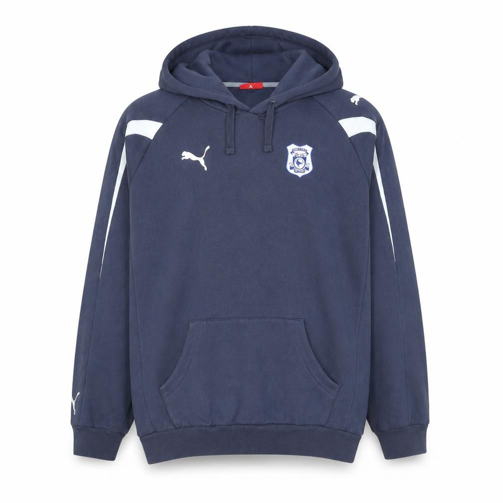 Puma Men's Blue Pullover Hoodie Size L Embroidered Sports Sweatshirt