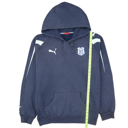 Puma Men's Blue Pullover Hoodie Size L Embroidered Sports Sweatshirt