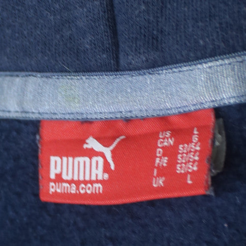 Puma Men's Blue Pullover Hoodie Size L Embroidered Sports Sweatshirt