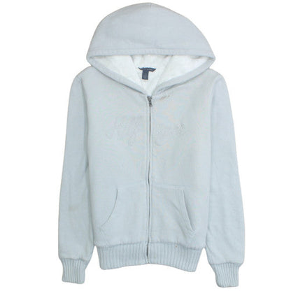 Tommy Hilfiger Women Light Blue Full Zip Hoodie Size M Fleece Lined