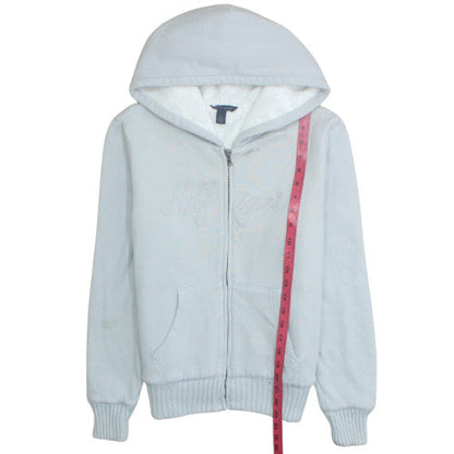 Tommy Hilfiger Women Light Blue Full Zip Hoodie Size M Fleece Lined