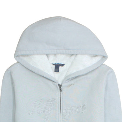 Tommy Hilfiger Women Light Blue Full Zip Hoodie Size M Fleece Lined