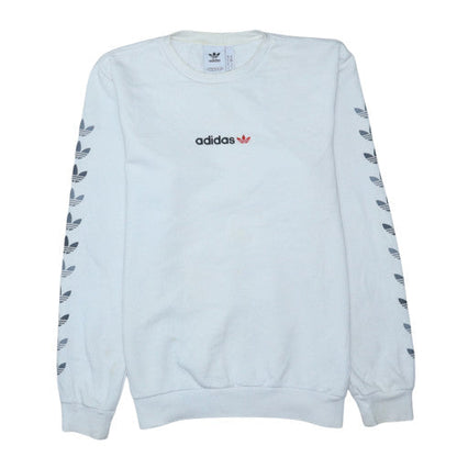 Adidas Men's White Logo Crew Neck Fleece Sweatshirt Size M