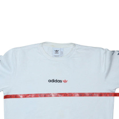 Adidas Men's White Logo Crew Neck Fleece Sweatshirt Size M