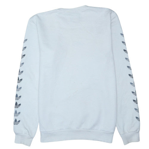 Adidas Men's White Logo Crew Neck Fleece Sweatshirt Size M