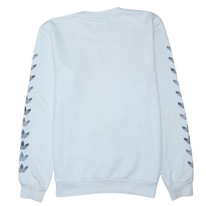 Adidas Men's White Logo Crew Neck Fleece Sweatshirt Size M
