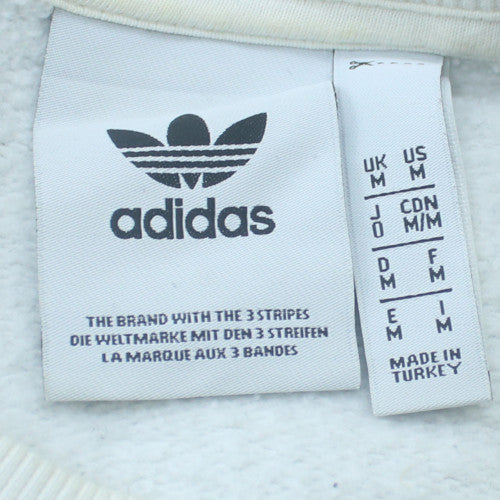 Adidas Men's White Logo Crew Neck Fleece Sweatshirt Size M