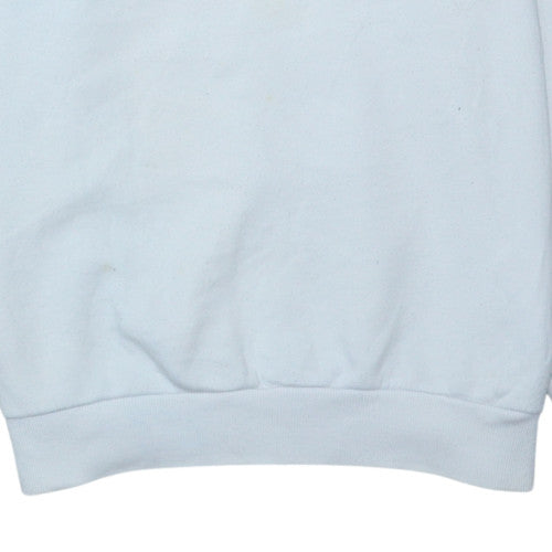 Adidas Men's White Logo Crew Neck Fleece Sweatshirt Size M