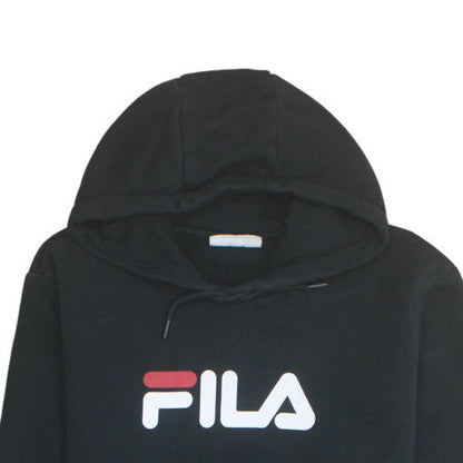FILA Womens Black XXL Pullover Hoodie Logo Print Casual Sweatshirt
