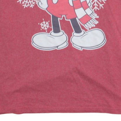 Disney Men's Red Mickey Mouse Christmas Graphic T-Shirt XL