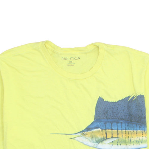 Nautica Men's Yellow Sailfish Graphic 2XL Cotton Crew Neck T-Shirt