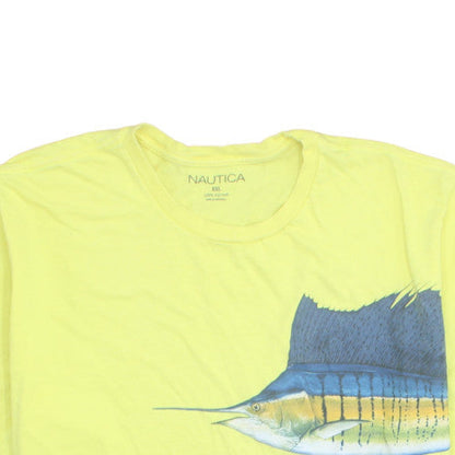 Nautica Men's Yellow Sailfish Graphic 2XL Cotton Crew Neck T-Shirt