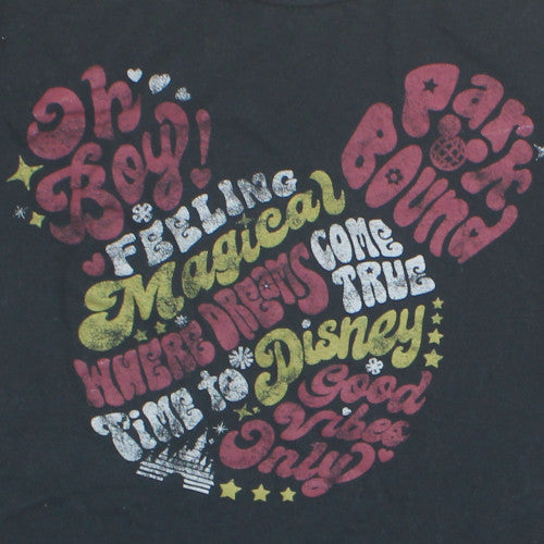 Disney Women Black XL Crew Neck Pullover Mickey Graphic Sweatshirt