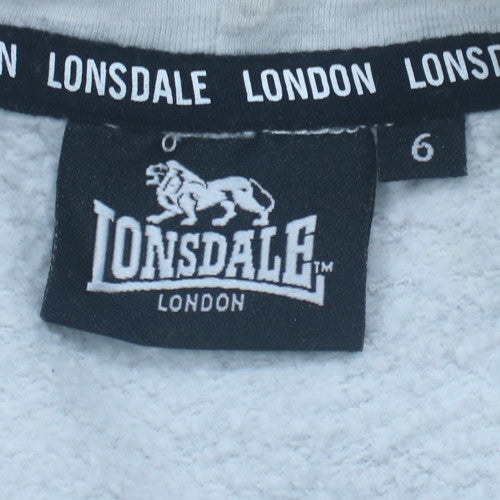 Lonsdale London Women's Grey Pullover Hoodie Size 6 Cotton Blend