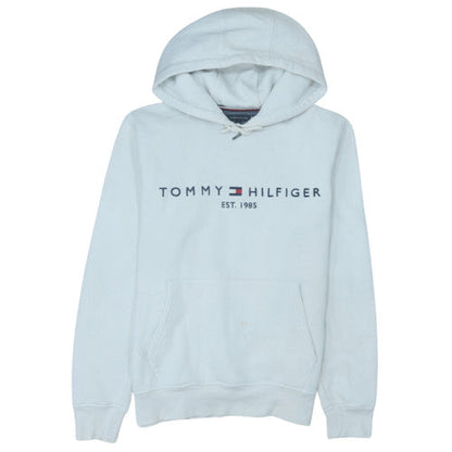 Tommy Hilfiger Men’s White Pullover Hoodie M Cotton Blend Logo Style