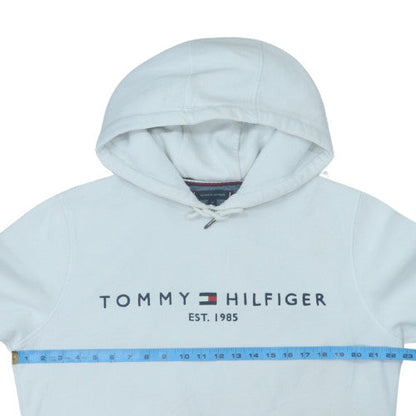 Tommy Hilfiger Men’s White Pullover Hoodie M Cotton Blend Logo Style