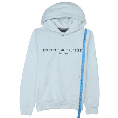 Tommy Hilfiger Men’s White Pullover Hoodie M Cotton Blend Logo Style