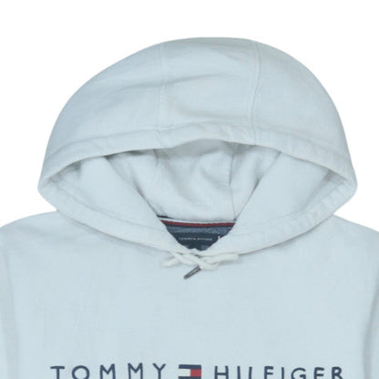 Tommy Hilfiger Men’s White Pullover Hoodie M Cotton Blend Logo Style