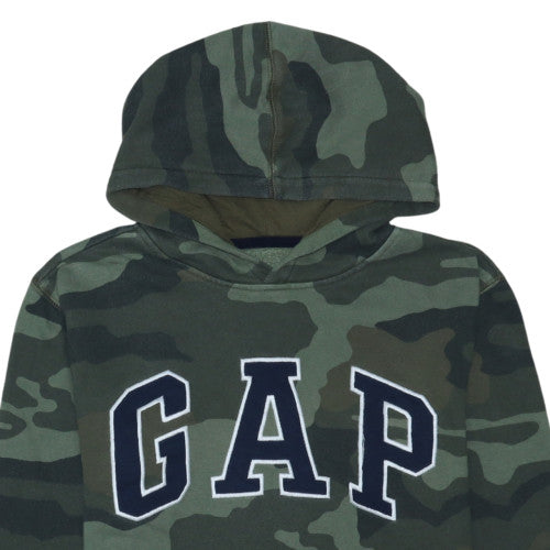 GAP Kids Boys Green Camouflage Pullover Hoodie XL 12-13 Years Cotton Blend