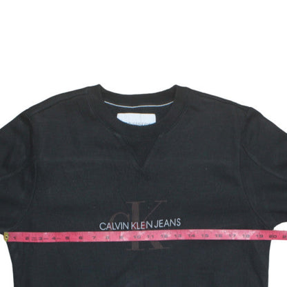 Calvin Klein Jeans Womens Black S Sweatshirt Crew Neck Logo Cotton