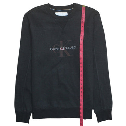 Calvin Klein Jeans Womens Black S Sweatshirt Crew Neck Logo Cotton