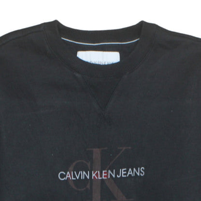 Calvin Klein Jeans Womens Black S Sweatshirt Crew Neck Logo Cotton