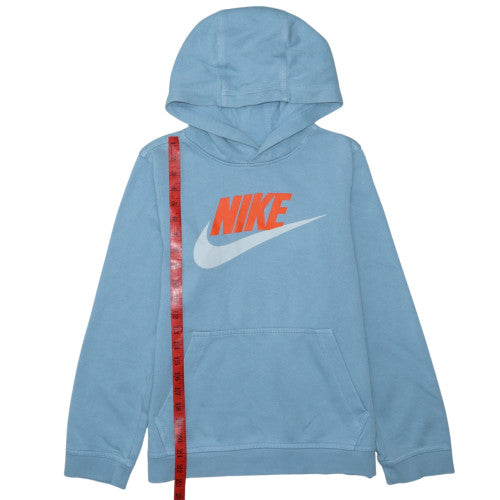 Nike Boys Blue Pullover Hoodie L Cotton Blend Graphic Logo Sweatshirt