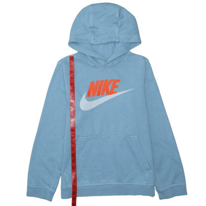 Nike Boys Blue Pullover Hoodie L Cotton Blend Graphic Logo Sweatshirt