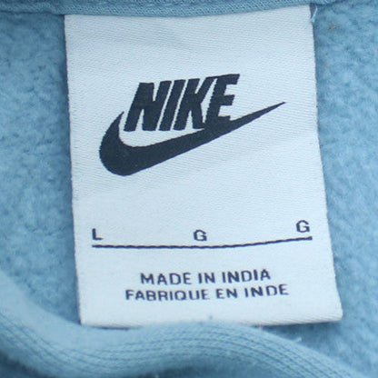 Nike Boys Blue Pullover Hoodie L Cotton Blend Graphic Logo Sweatshirt