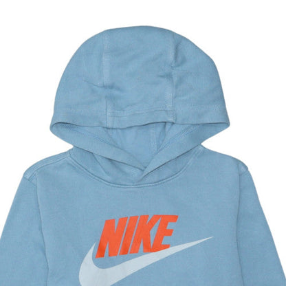 Nike Boys Blue Pullover Hoodie L Cotton Blend Graphic Logo Sweatshirt