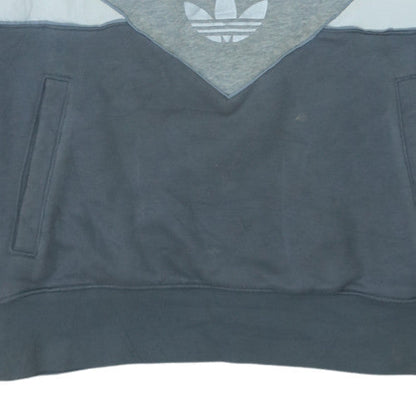 Adidas Mens Grey Pullover Hoodie L Fleece Sportswear Sweatshirt