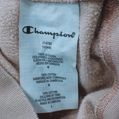 Champion Women Beige Pullover Hoodie Large 100% Cotton Sweatshirt