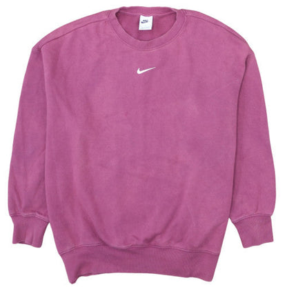 Nike Womens Pink Crew Neck Cotton Blend Pullover Sweatshirt L